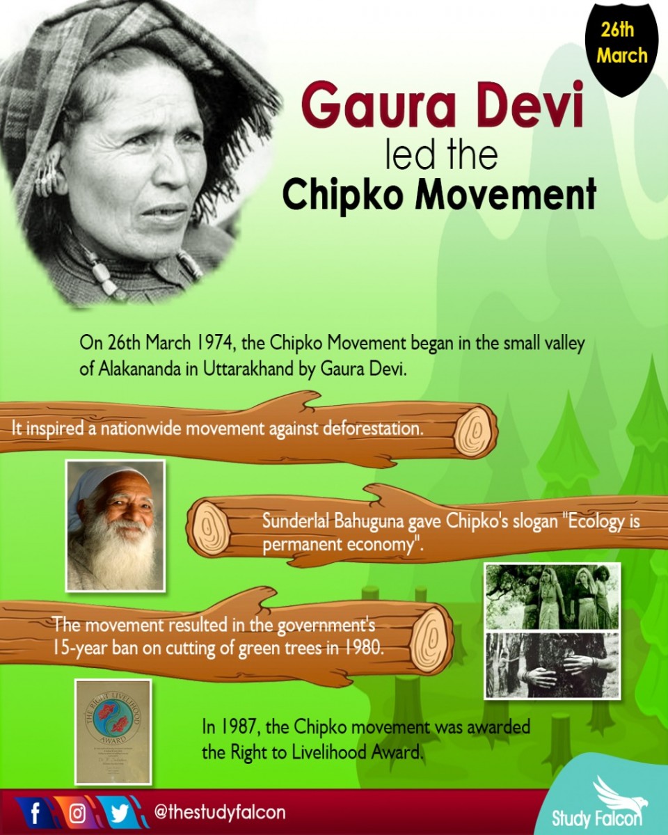 On this Day: 26th March Gaura Devi led the Chipko Movement - Study ...